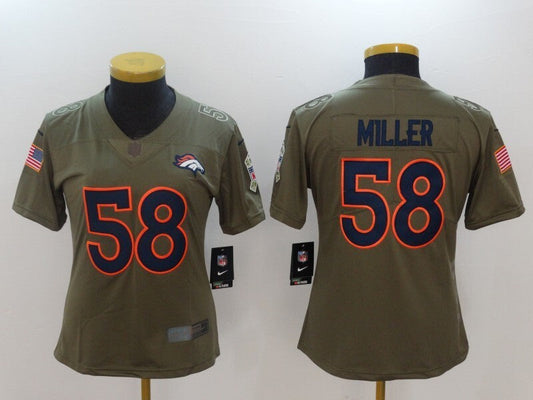 Broncos 2021/22 Miller #58 Olive/Navy Women NFL Jersey