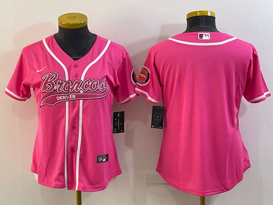 Broncos 2021/22 Pink/White Women NFL Baseball Style Jersey