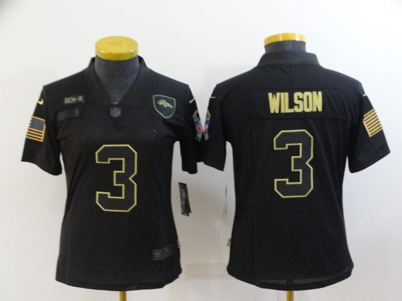 Broncos 2021/22 Wilson #3 Black/Yellow Women NFL Jersey