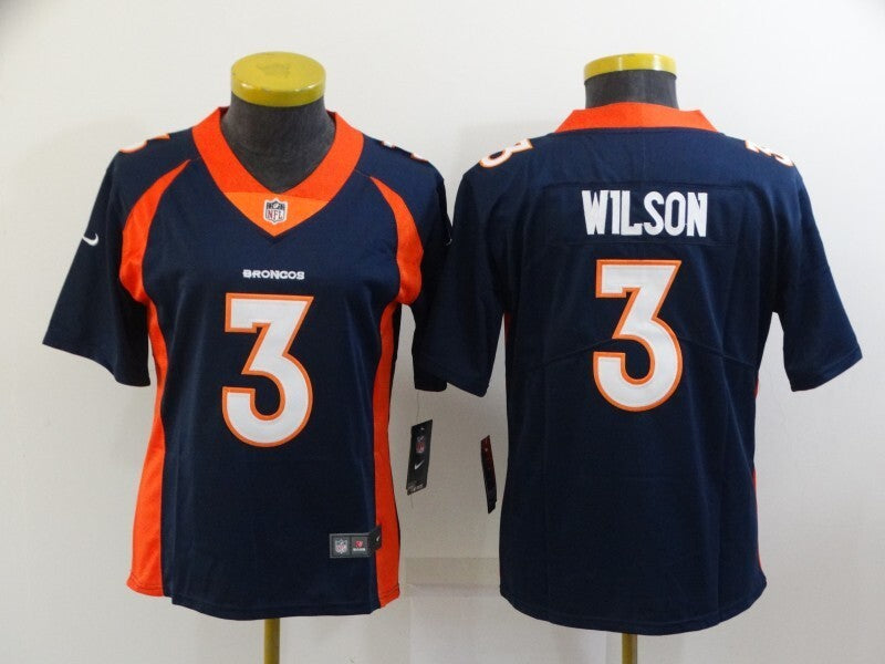 Broncos 2021/22 Wilson #3 Navy/Orange/White Women NFL Jersey
