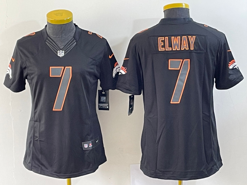 Broncos 2022/23 Elway #7 Black/Orange Women NFL Jersey