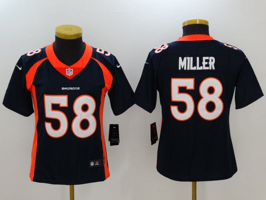 Broncos 2022/23 Miller #58 Navy/Orange/White Women NFL Jersey