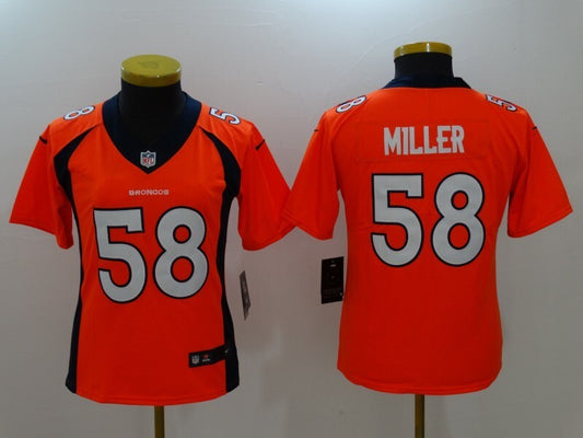 Broncos 2022/23 Miller #58 Orange/Navy/White Women NFL Jersey