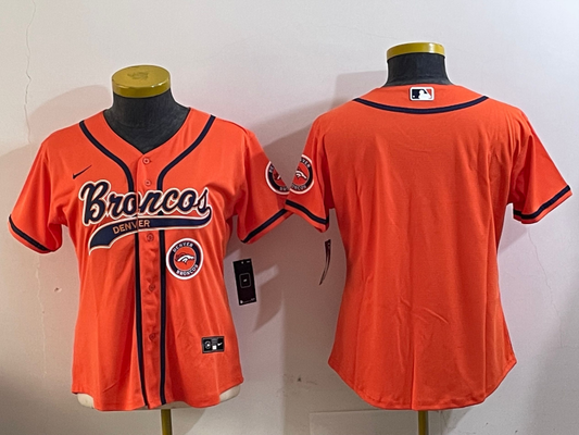 Broncos 2023/24 Orange/Navy/White Women NFL Baseball Style Jersey