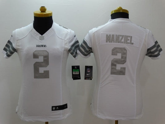Browns 2021/22 Manziel #2 White/Gray Women NFL Jersey