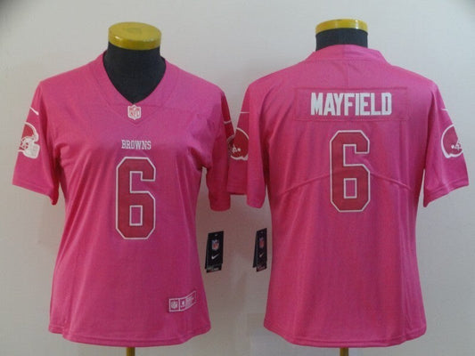 Browns 2022/23 Mayfield #6 Pink/White Women NFL Jersey