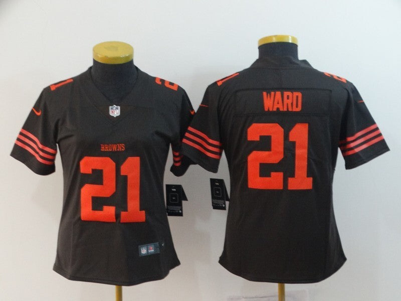 Browns 2021/22 Ward #21 Black/Orange Women NFL Jersey