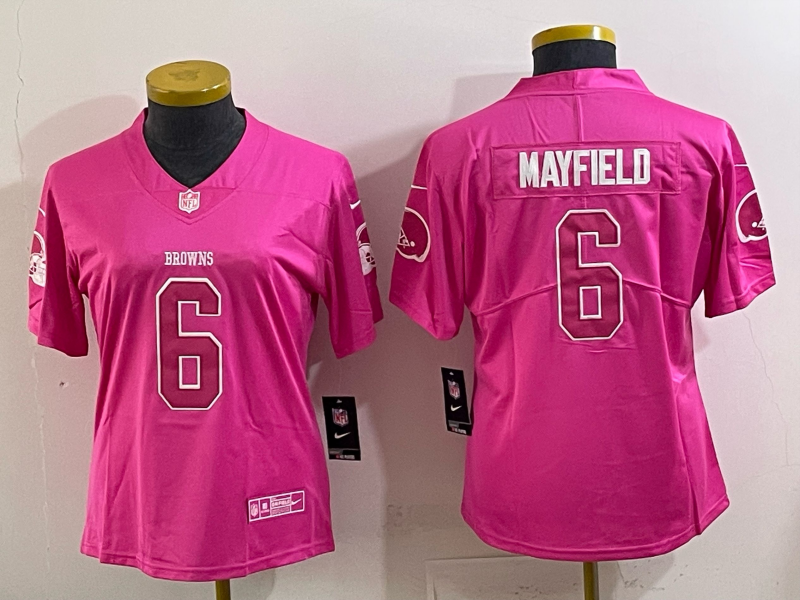 Browns 2023/24 Mayfield #6 Pink/White Women NFL Jersey