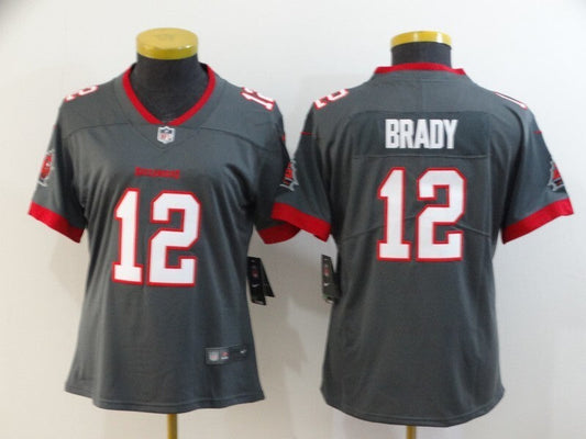 Buccaneers 2021/22 Brady #12 Gray/White/Red Women NFL Jersey