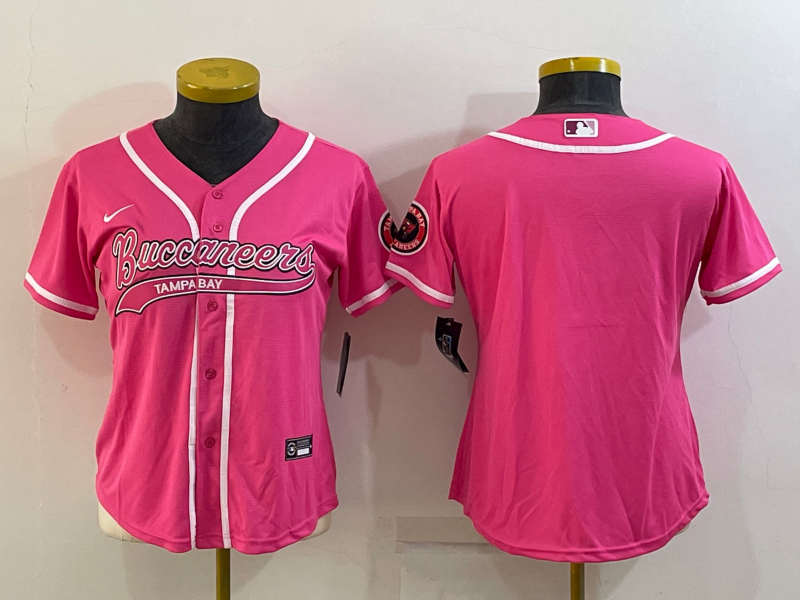 Buccaneers 2021/22 Pink/White Women NFL Baseball Style Jersey