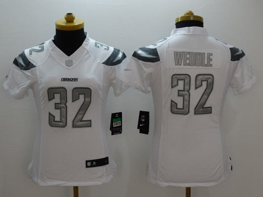 Chargers 2021/22 Weoole #32 White/Gray Women NFL Jersey