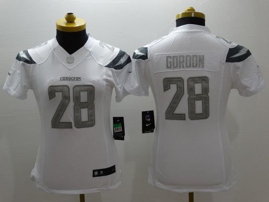 Chargers 2022/23 Goroon #28 White/Gray Women NFL Jersey