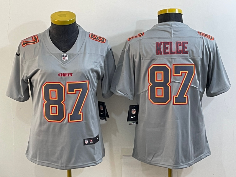 Chiefs 2021/22 Kelce #87 Gray/Red Women NFL Jersey