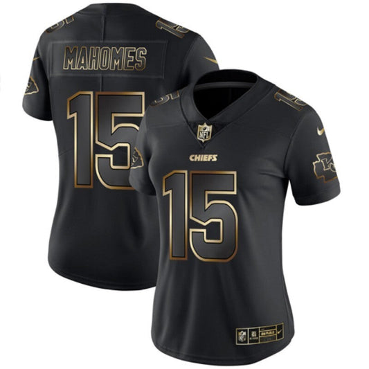 Chiefs 2021/22 Mahomes #15 Black/Gold Women NFL Jersey