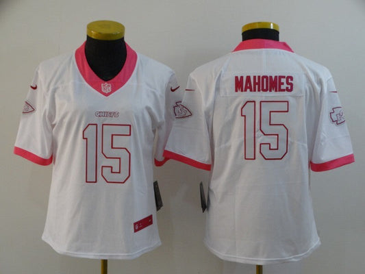 Chiefs 2021/22 Mahomes #15 White/Pink Women NFL Jersey