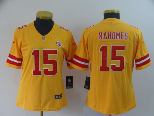 Chiefs 2021/22 Mahomes #15 Yellow/Red/White Women NFL Jersey