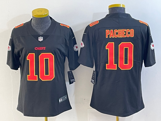 Chiefs 2023/24 Pacheco #10 Black/Red/Yellow Women NFL Jersey