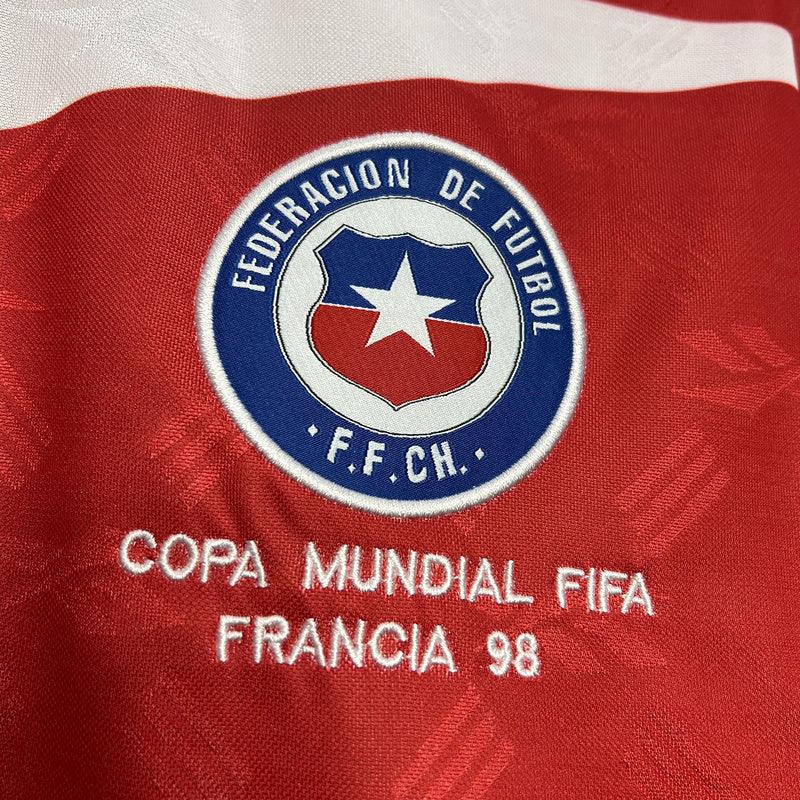 Chile 1998 Retro Red/White/Blue Home Long Sleeve Jersey