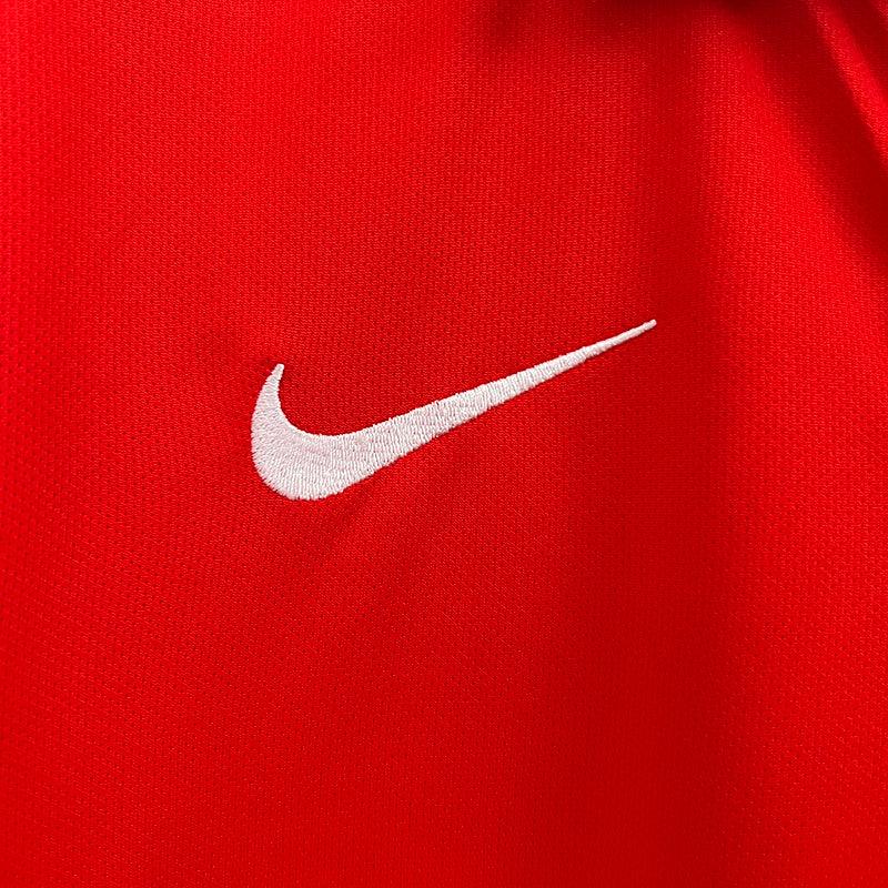 Chile 2015/16 Retro Red/White Collar Blue Trim Jersey