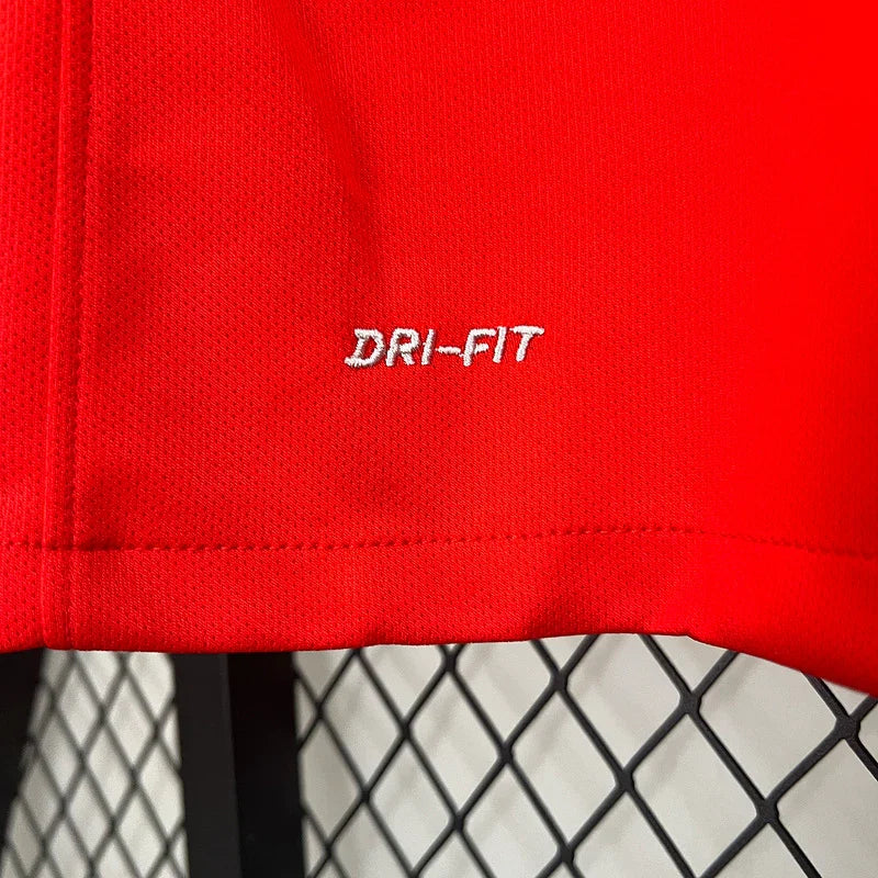 Chile 2015/16 Retro Red/White Collar Blue Trim Jersey