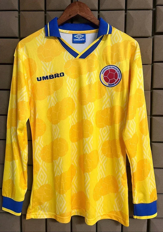 Colombia 1994 Retro Blue Away Long Sleeve Jersey