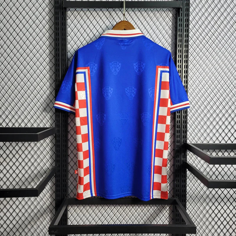 Croacia 1998 Vintage Retro Blue Away Jersey