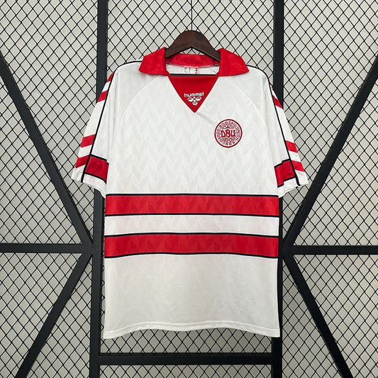 Denmark 1998 Retro White/Red Away Jersey