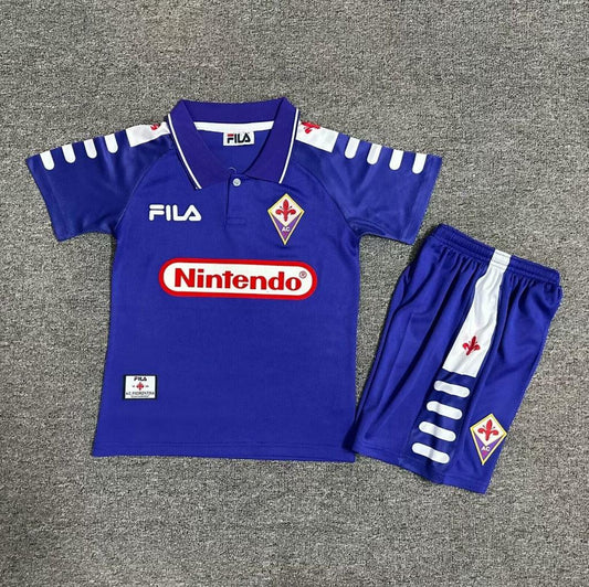 Fiorentina 1998/99 Vintage Retro Blue Home Kids Jersey Set