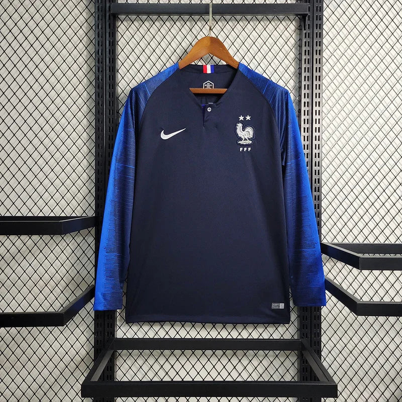 France 2018 Retro Version World Cup Home Long Sleeve Jersey