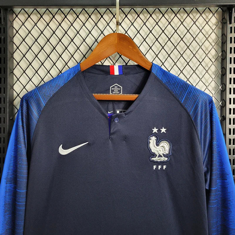 France 2018 Retro Version World Cup Home Long Sleeve Jersey