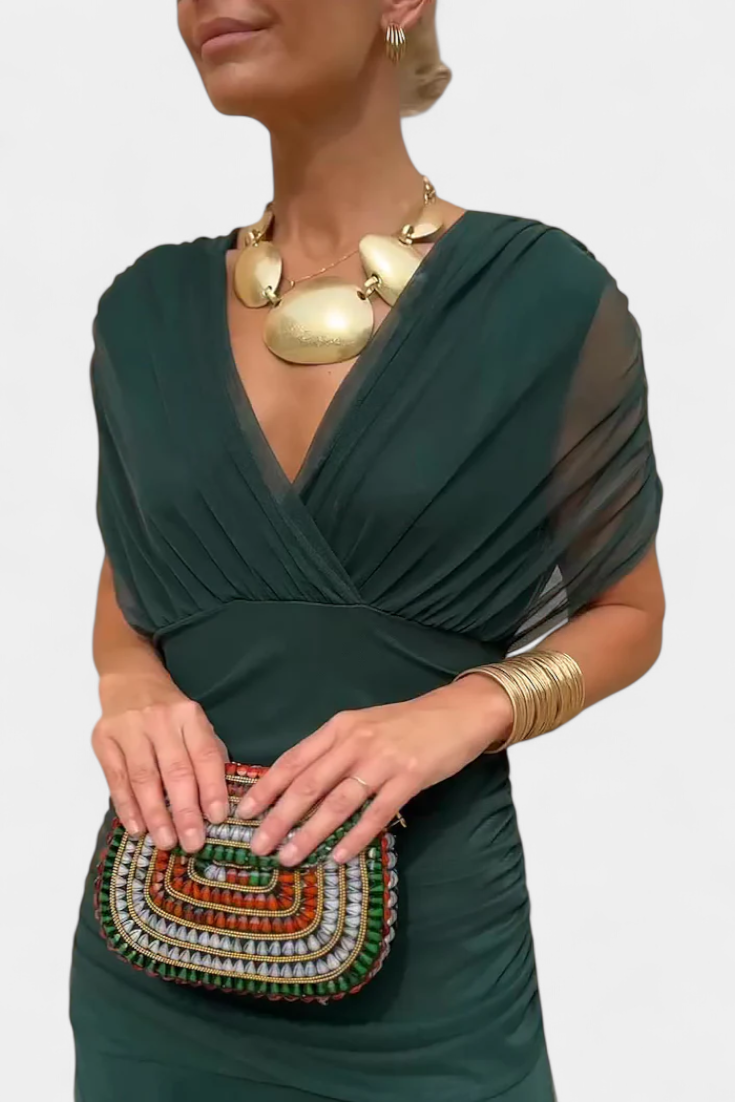 Alorina™ | Long Floral Dress with V-Neck