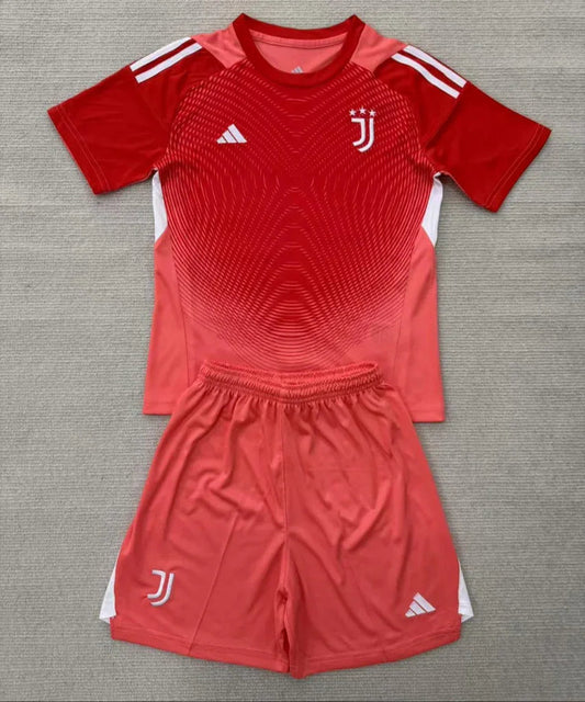 Juventus 25/26 Goalkeeper Kids Red Jersey Set