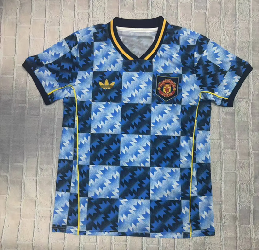 Manchester United 25/26 Black/Blue Check Pattern Jersey