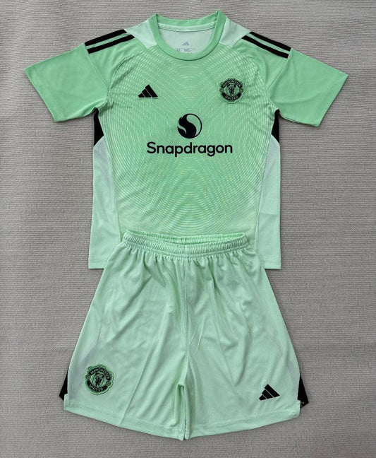Manchester United 25/26 Green Goalkeeper Kids Jersey Set