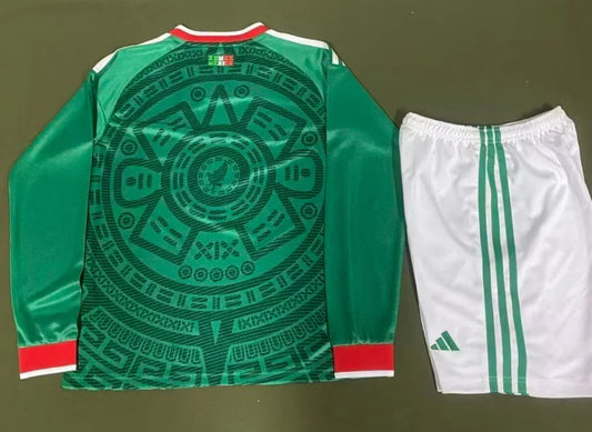 Mexico 25/26 Green World Cup Home Long Sleeve Kids Kit