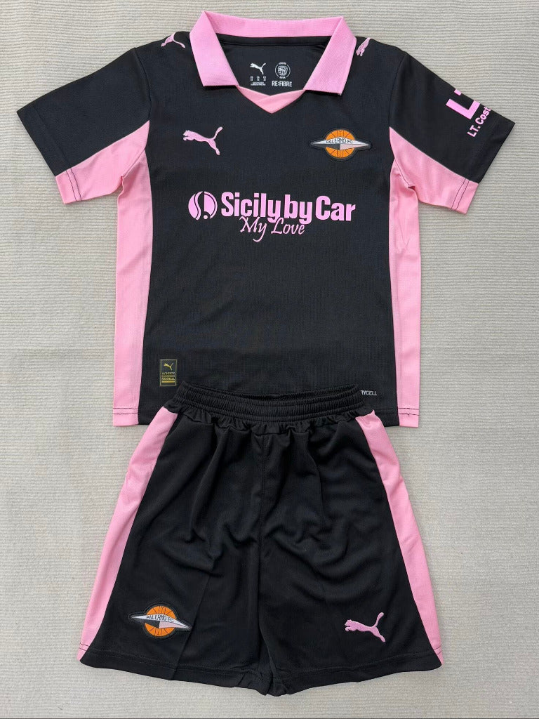 Palermo 25/26 Black/Pink Away Kids Jersey Set