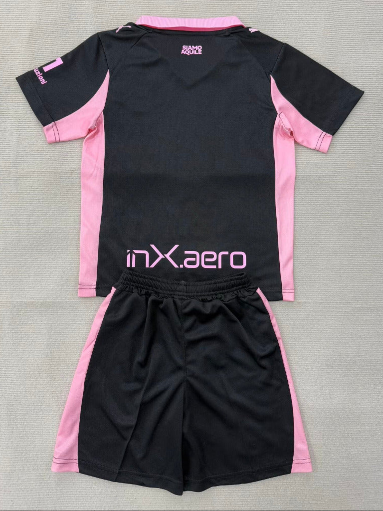 Palermo 25/26 Black/Pink Away Kids Jersey Set