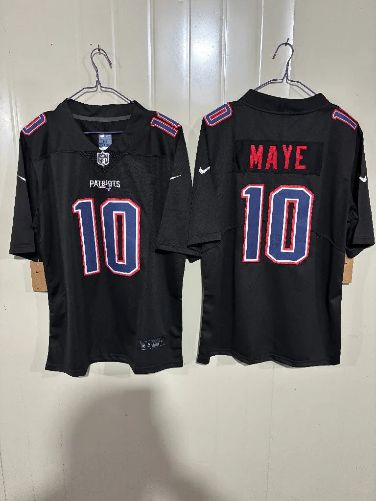 Patriots 25/26 Maye #10 Black NFL Game Jersey