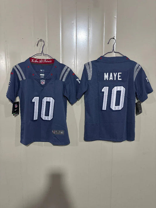 Patriots 25/26 Maye #10 Storm Blue Kids Jersey