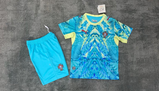 Portugal 2026 Blue/Yellow Goalkeeper Kids Jersey Set