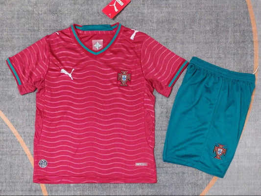 Portugal 25/26 Red/Blue World Cup Home Kids Jersey Set