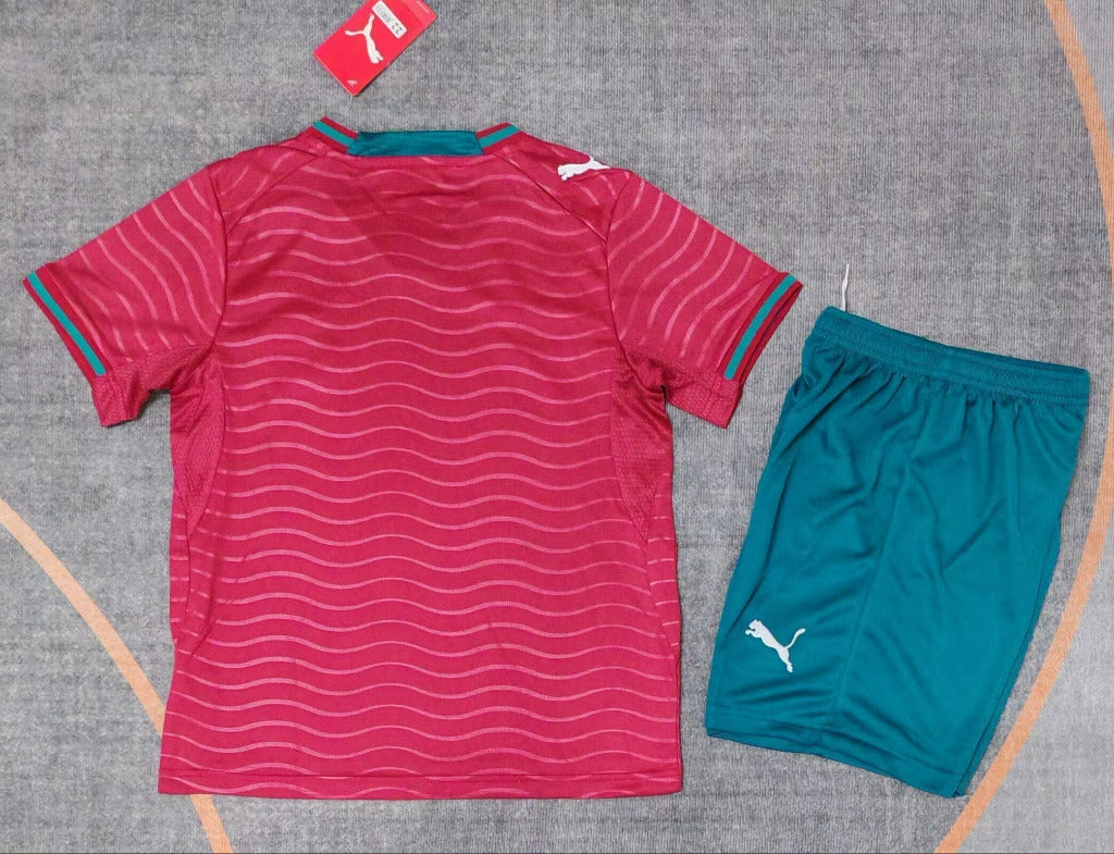 Portugal 25/26 Red/Blue World Cup Home Kids Jersey Set