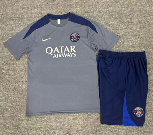 PSG 25/26 Gray/Blue Training Kids Jersey Set