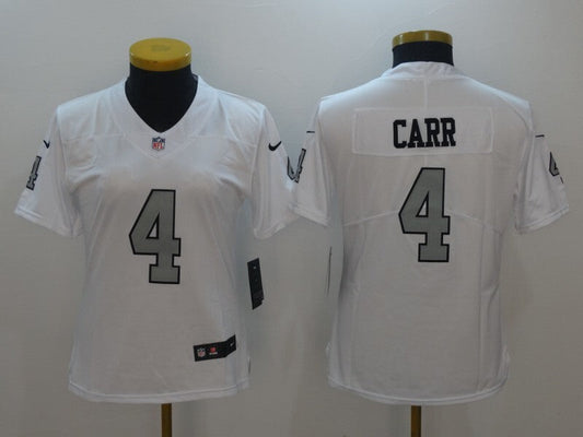 Raiders 2021/22 Carr #4 White/Gray/Black Women NFL Jersey