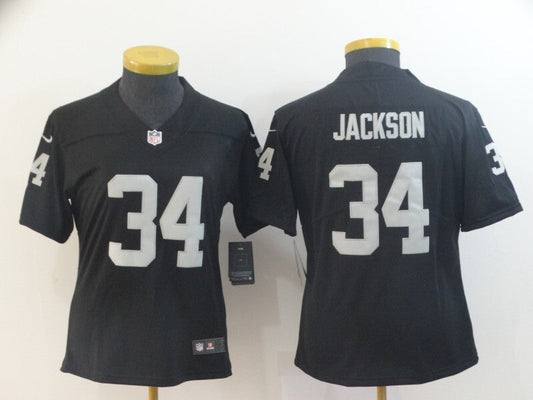 Raiders 2021/22 Jackson #34 Black and White Women NFL Jersey