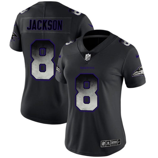 Ravens 2021/22 Jackson #8 Black/Gray/Purple Women NFL Jersey