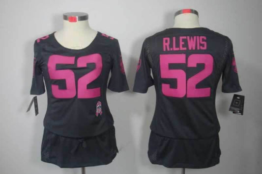Ravens 2021/22 R.Lewis #55 Black/Pink Women NFL Jersey