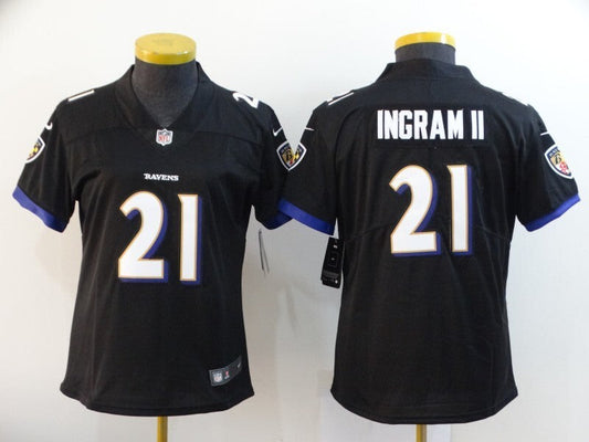 Ravens 2022/23 Ingram II #21 Black/Purple Women NFL Jersey