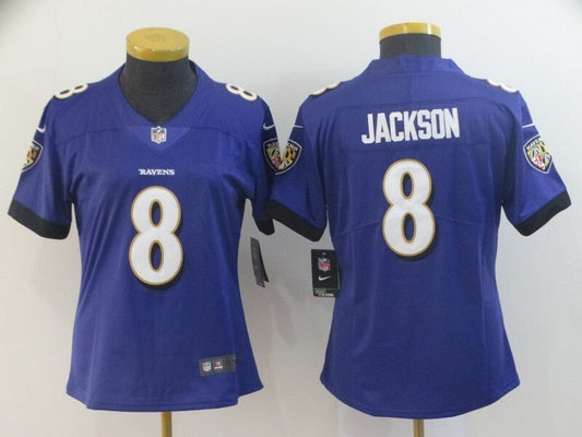 Ravens 2022/23 Jackson #8 Purple/White Women NFL Jersey