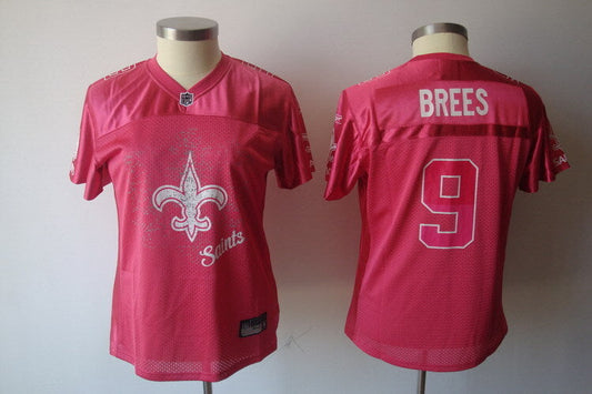 Saints 2021/22 Brees #9 Hot Pink/White Women NFL Jersey